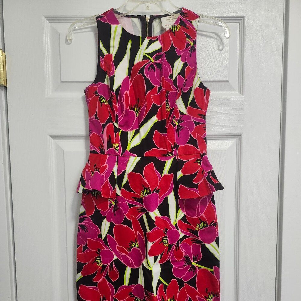 Kate Spade floral peplum sheath dress, size 0, NWOT